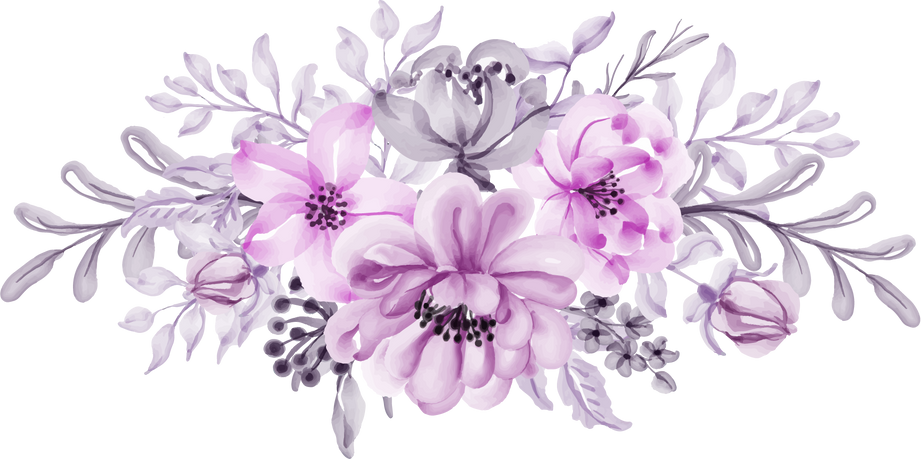 Flower Arrangement of Flower Purple Watercolor Illustration for Card