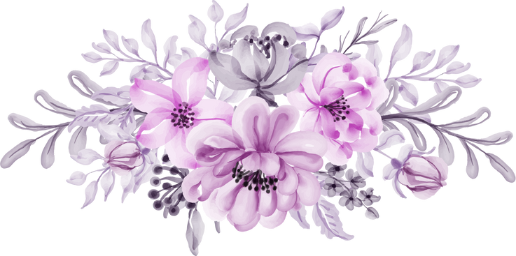 Flower Arrangement of Flower Purple Watercolor Illustration for Card