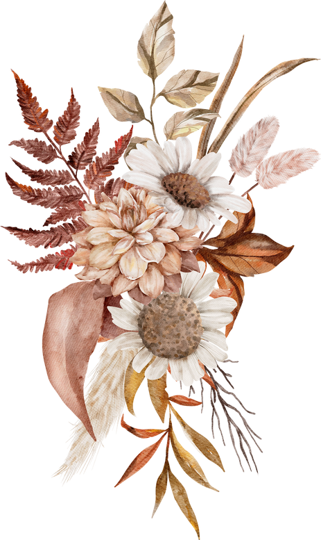 Vintage Autumn Flower Bouquets watercolor