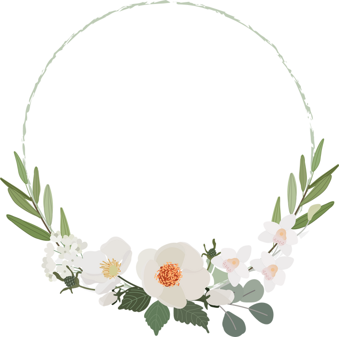 White Camellia Flowers Wreath Frame