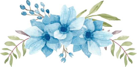 Watercolor Blue Anemone Flower Arrangement