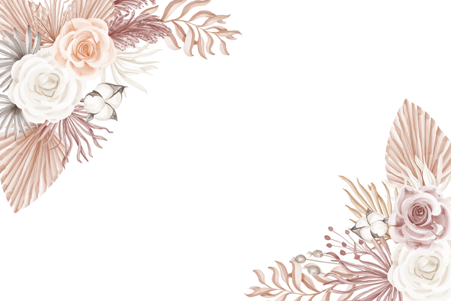 Rose and leaf dried frame background