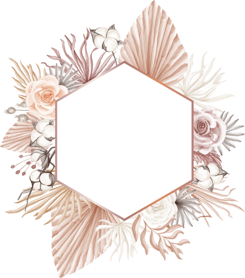 Rose and leaf dried frame background