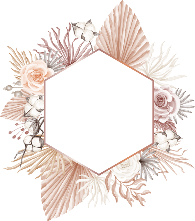 Rose and leaf dried frame background